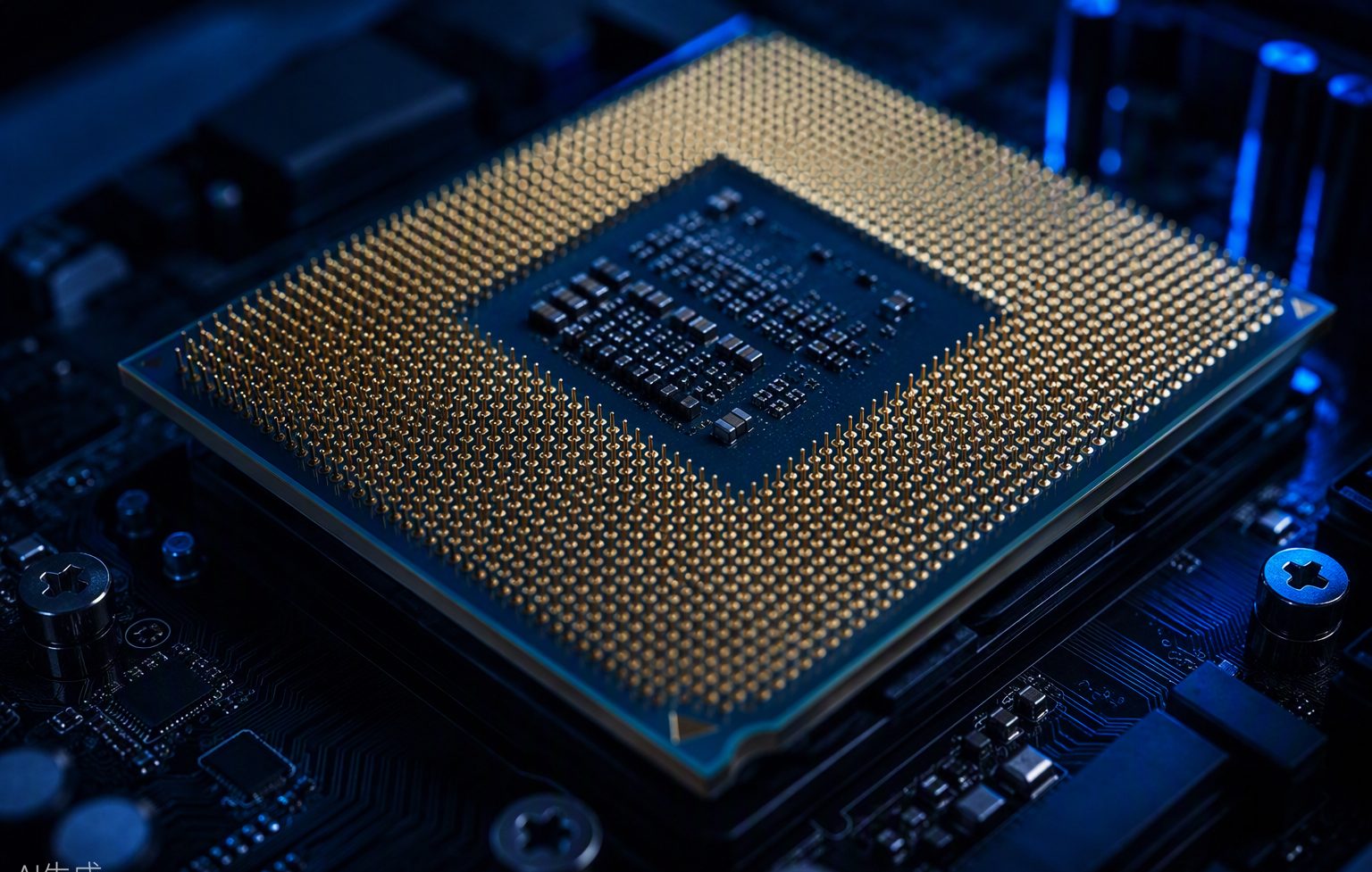 Close-up of LGA server CPU with gold contacts on an anti-static tray — verifying sSpec markings before bulk purchase